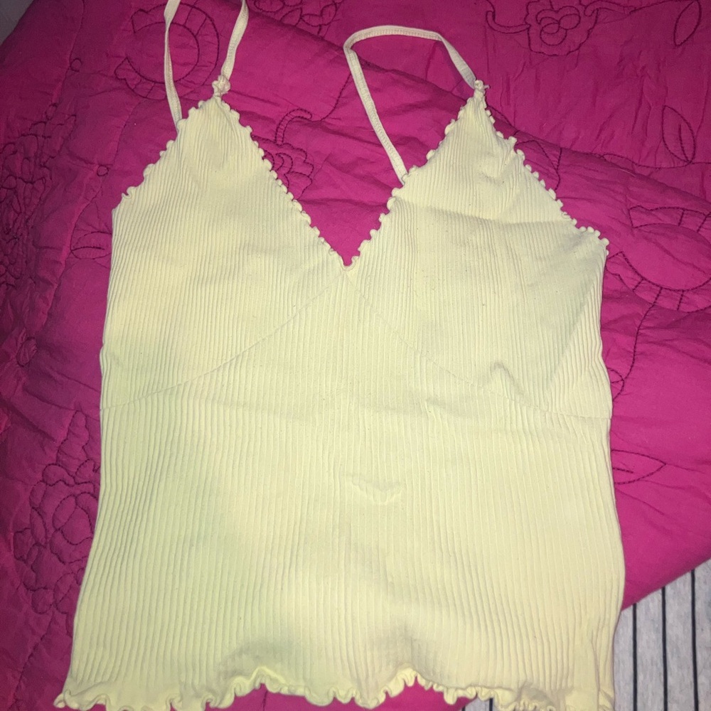 Free People Yellow Ruffle Tank
